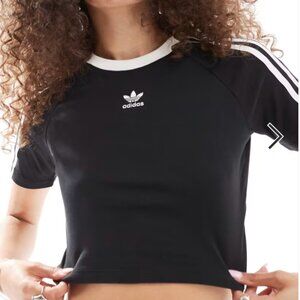 Adidas Originals 3 stripe baby cropped t-shirt in black NWT